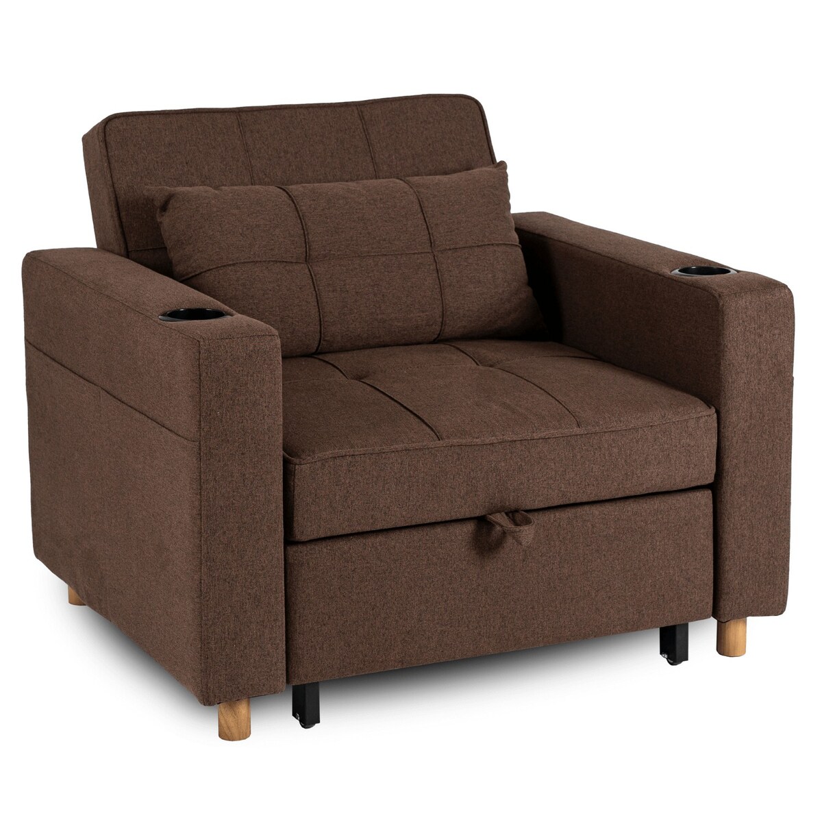 Amerykanka Fotel Rozkładany Sofa Do Spania Wypoczynkowy Brązowy SOLOR