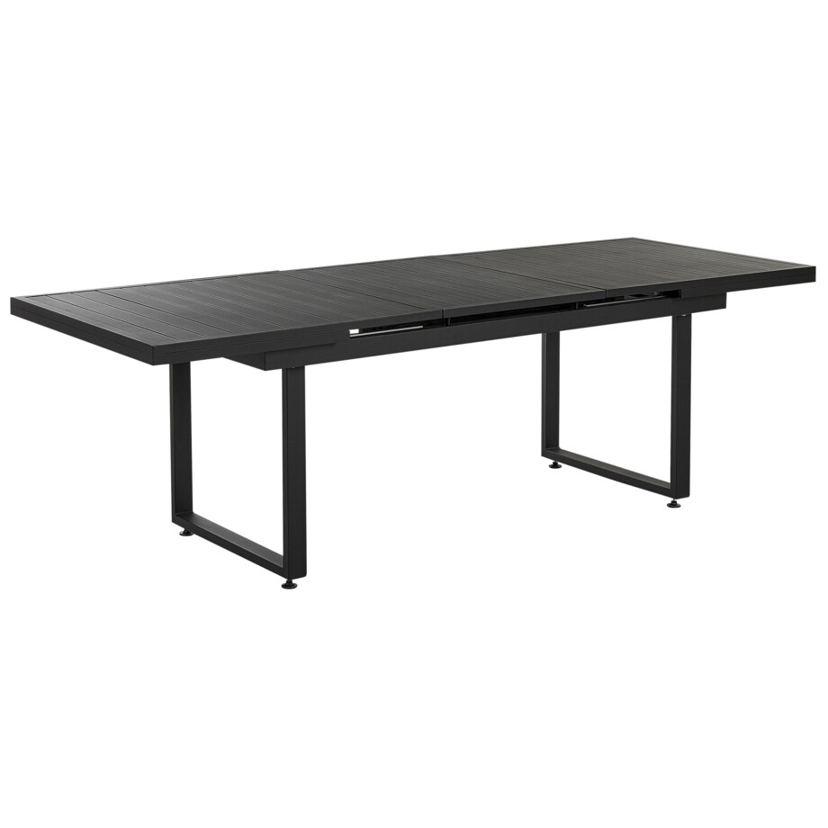 Zestaw ogrodowy stół rozkładany i 8 krzeseł czarny z poduszkami szarymi VALCANETTO/TAVIANO