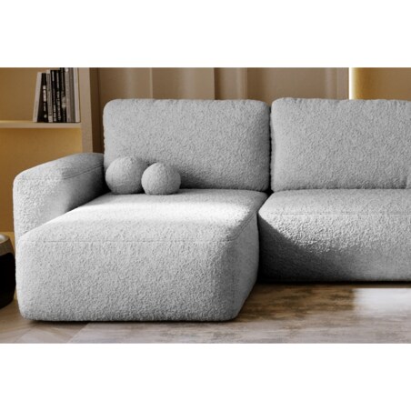 Narożnik U ILO z pojemnikiem na pościel i funkcja spania, jasno-szary