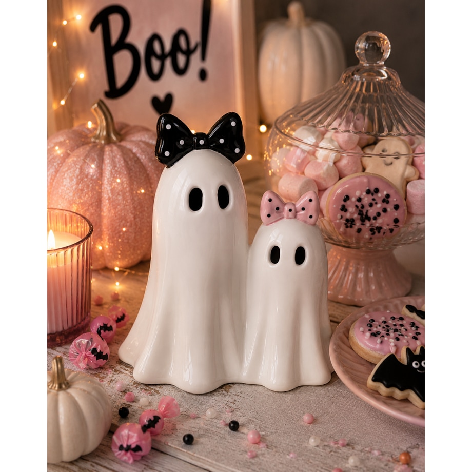 Dekoracja - Figurki 2 duszków 167x15x10 cm BOO-4 z kokardami