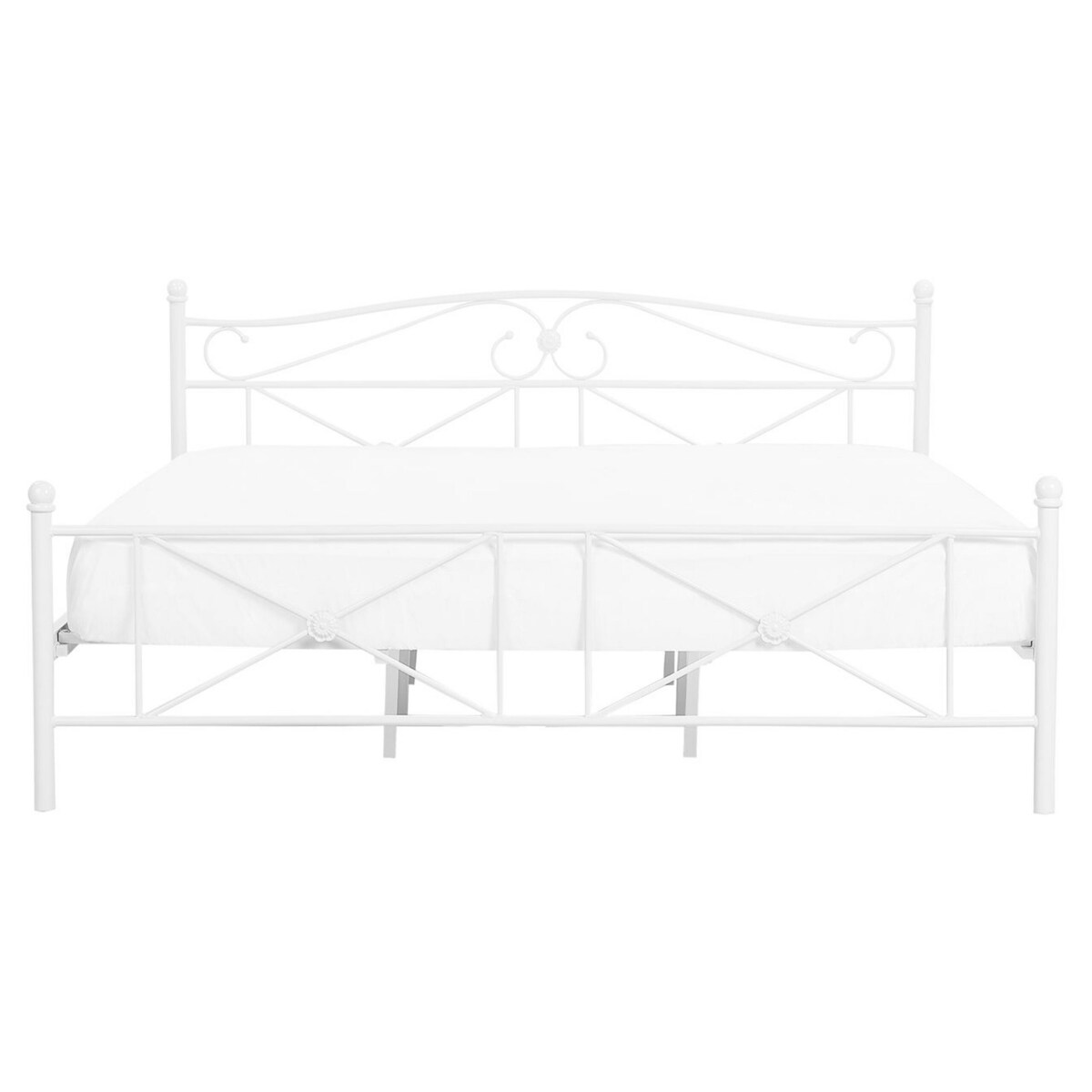 Łóżko metalowe 160 x 200 cm białe RODEZ