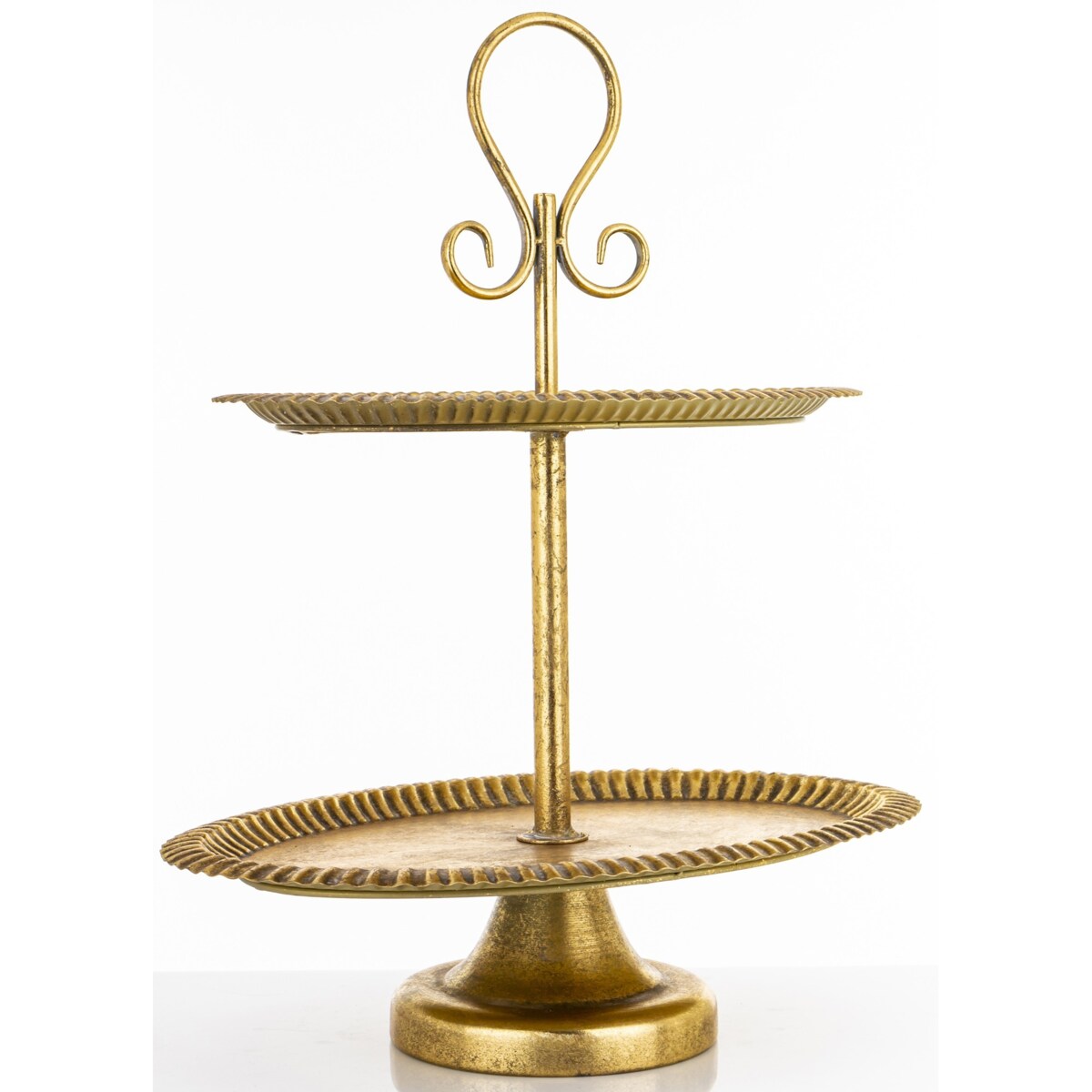 Patera dwupoziomowa, złota 57x45x31 cm postarzana