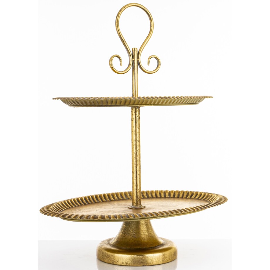 Patera dwupoziomowa, złota 57x45x31 cm postarzana