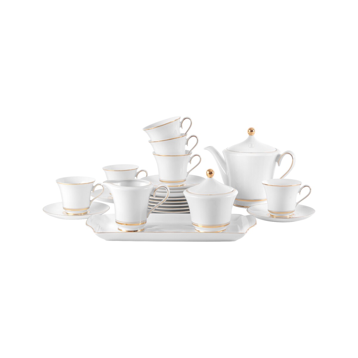 Garnitur do kawy dla 6 osób 18 el. Margaret Złote Paski G667