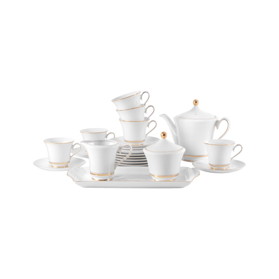 Garnitur do kawy dla 6 osób 18 el. Margaret Złote Paski G667