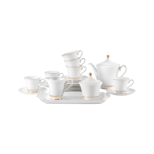 Garnitur do kawy dla 6 osób 18 el. Margaret Złote Paski G667