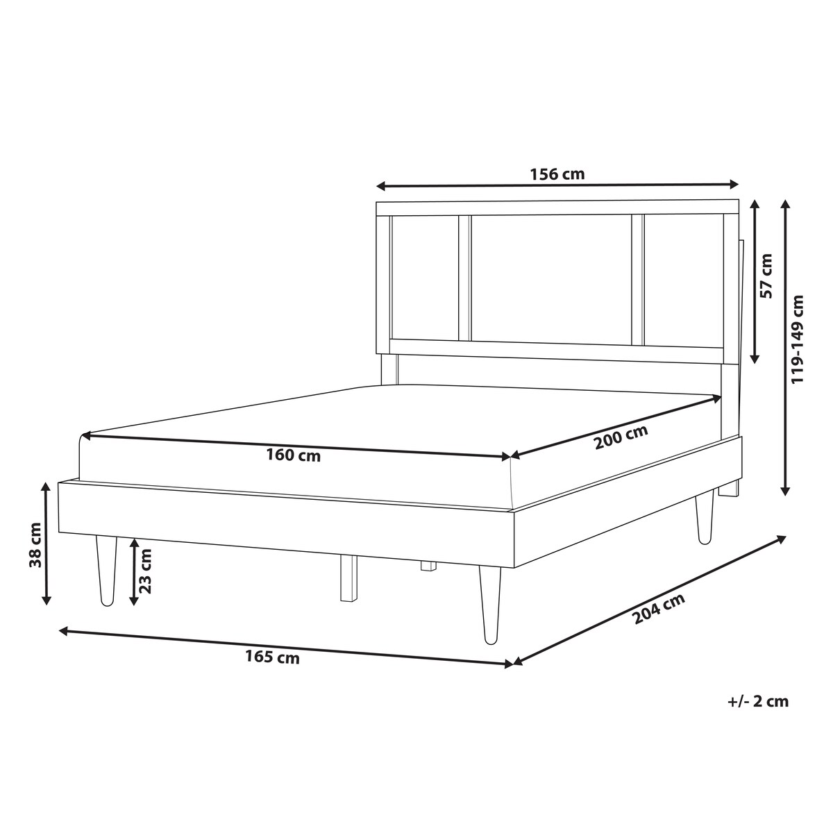 Łóżko LED Rattan AURAY 160 x 200 cm Brązowy