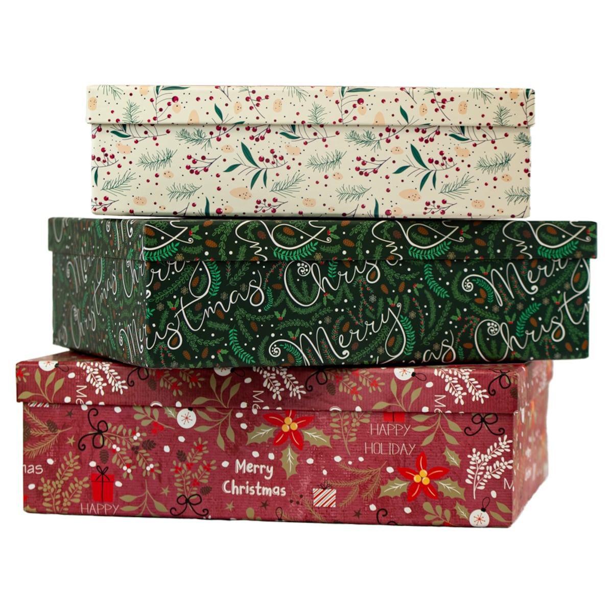 Pudełka Na Prezent Zestaw Pudełek Świąteczne 3 Rozmiary Kolorowe