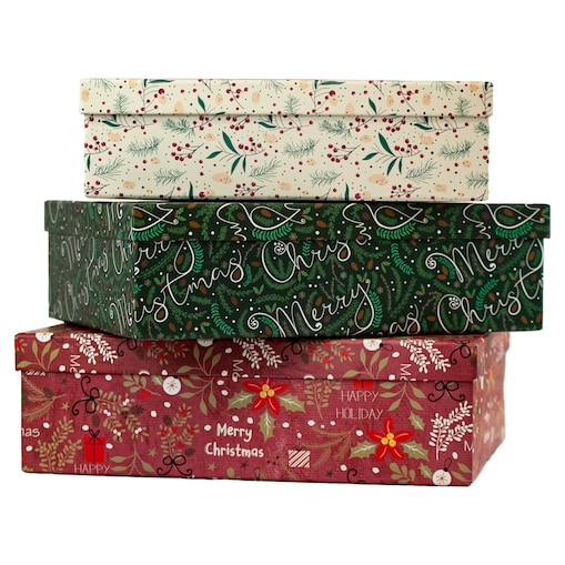 Pudełka Na Prezent Zestaw Pudełek Świąteczne 3 Rozmiary Kolorowe