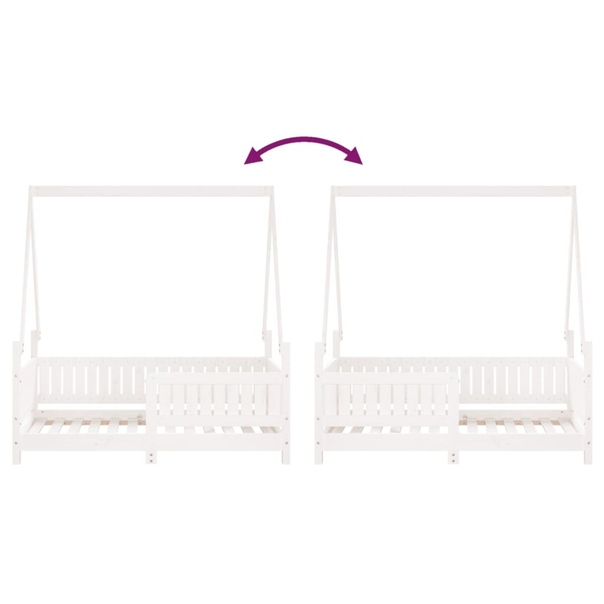 vidaXL Rama łóżka dziecięcego, biała, 70x140 cm, drewno sosnowe