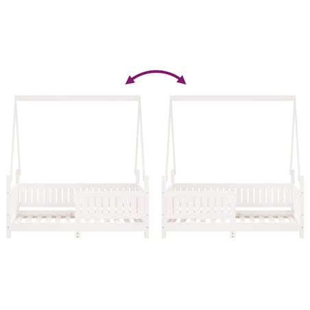 vidaXL Rama łóżka dziecięcego, biała, 70x140 cm, drewno sosnowe