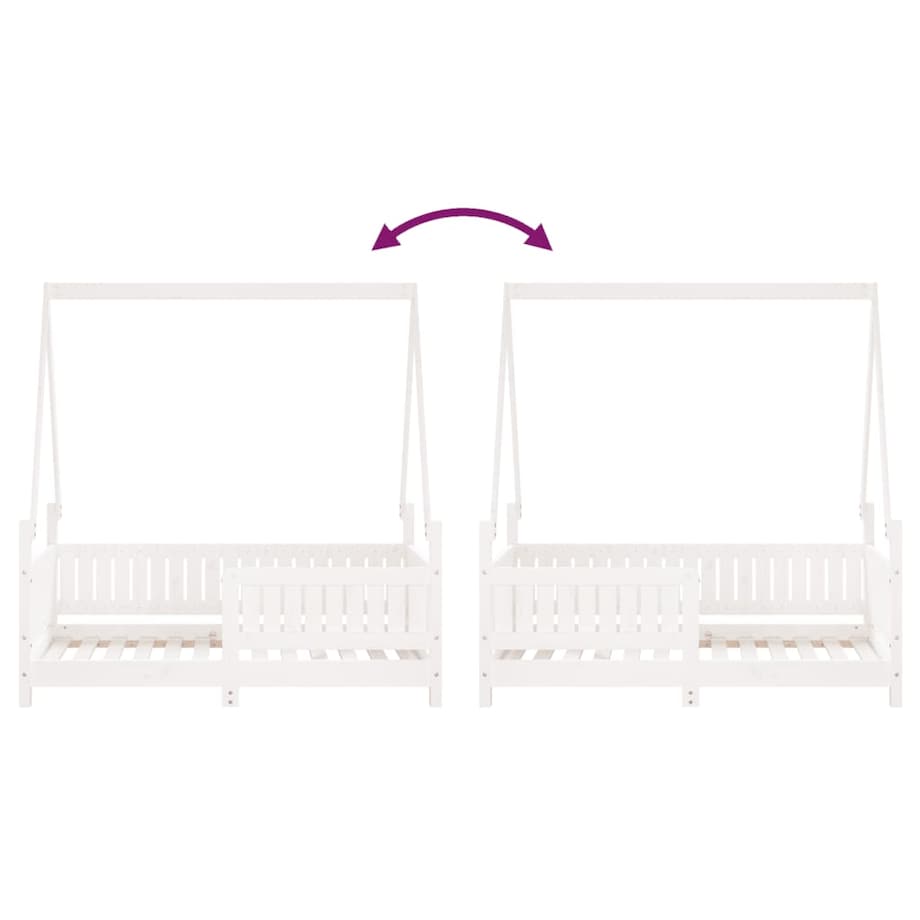 vidaXL Rama łóżka dziecięcego, biała, 70x140 cm, drewno sosnowe