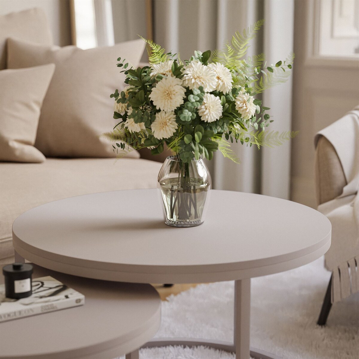 Okrągłe stoliki kawowe CIRI 2w1 kaszmir