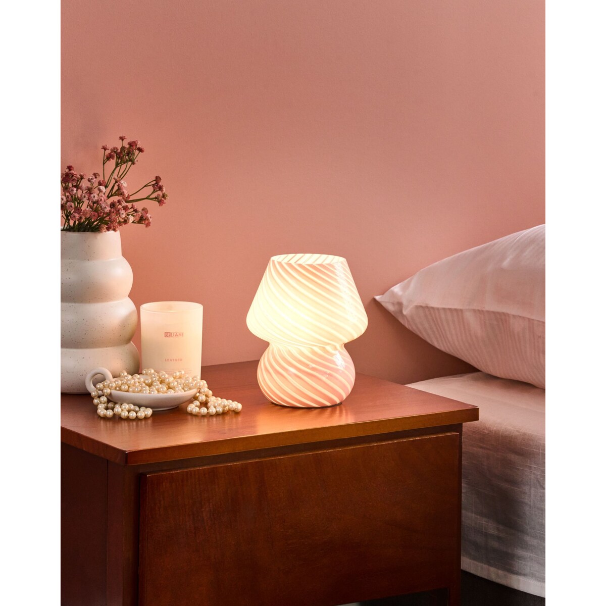 Lampa stołowa LOBO Szkło Różowy