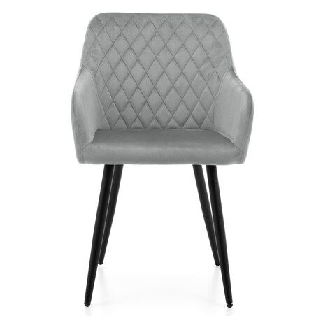 Krzesło tapicerowane TODI welur do salonu jadalni pikowane jasnoszare
