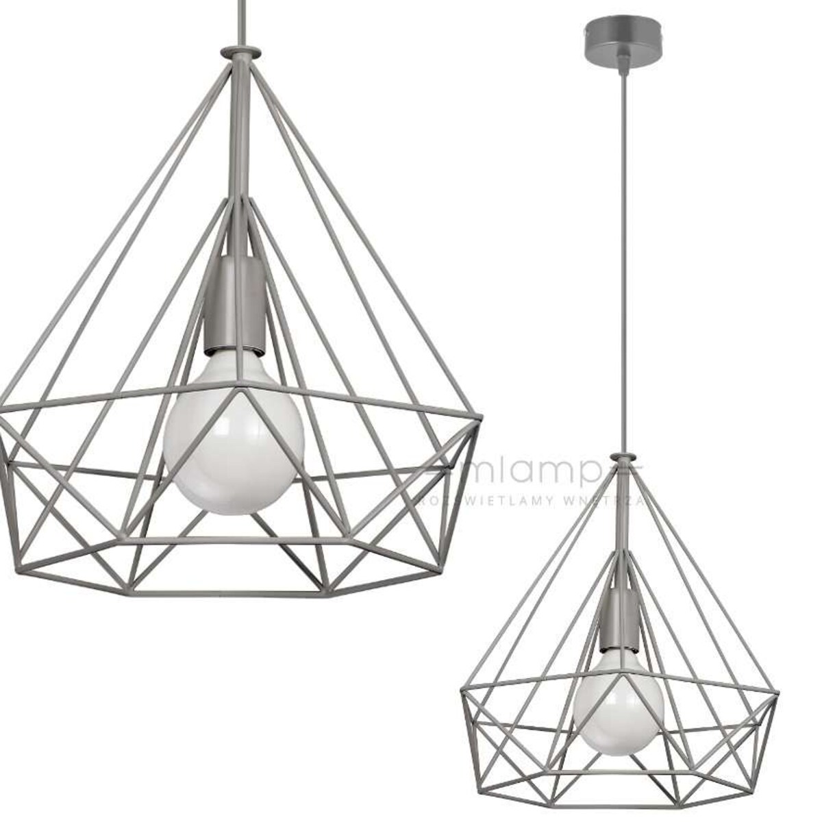 Druciana LAMPA wisząca VEN W-CORF/D GR industrialna OPRAWA metalowy ZWIS klatka loft szara