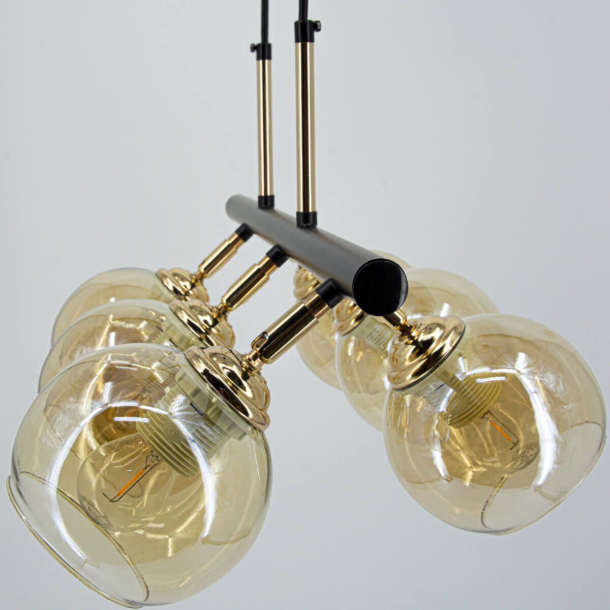 Wisząca lampa modernistyczna Piran 2208/6 BL TR salonowa gold black