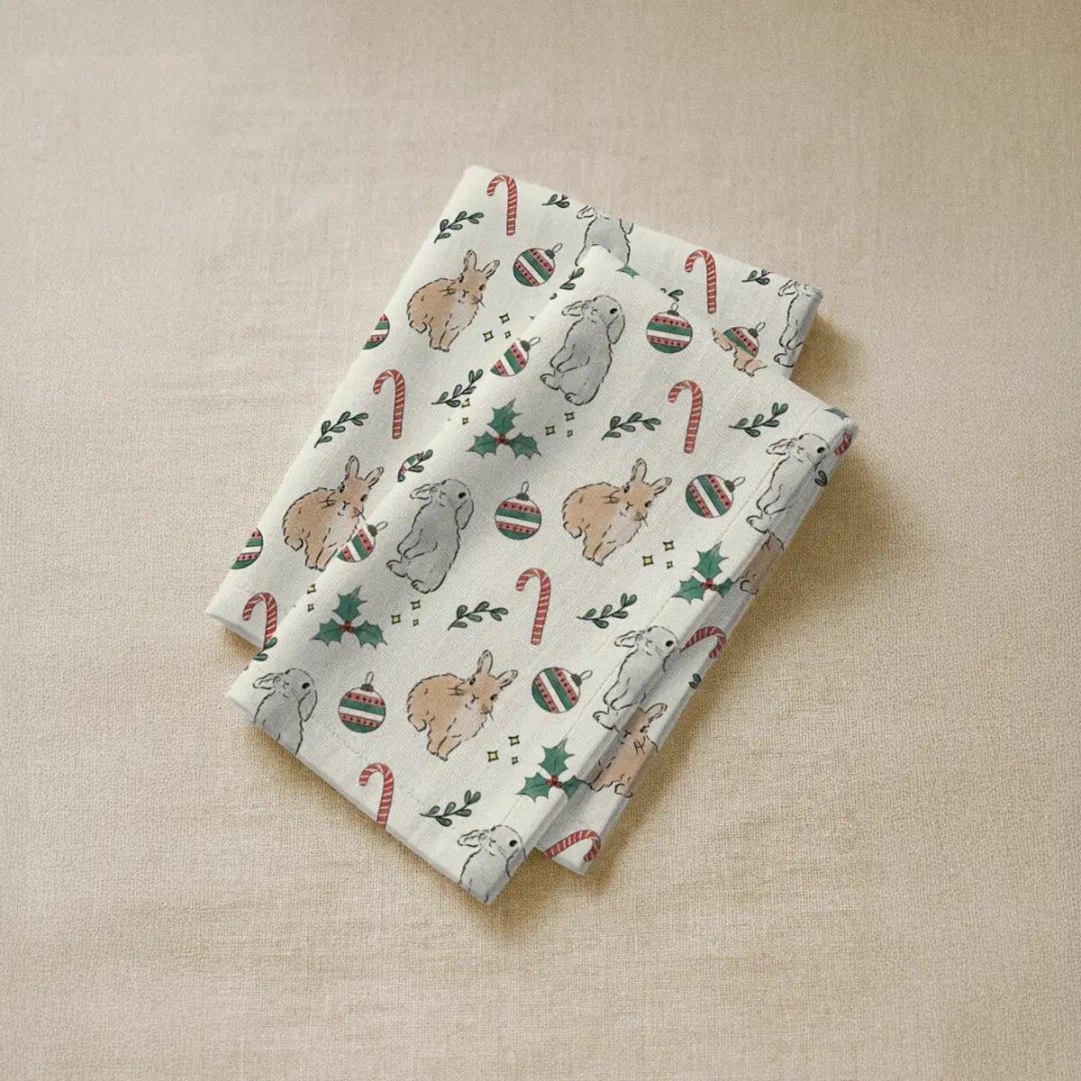 Serwetki świąteczne - Akwarelowe króliczki świąteczne (2szt.)