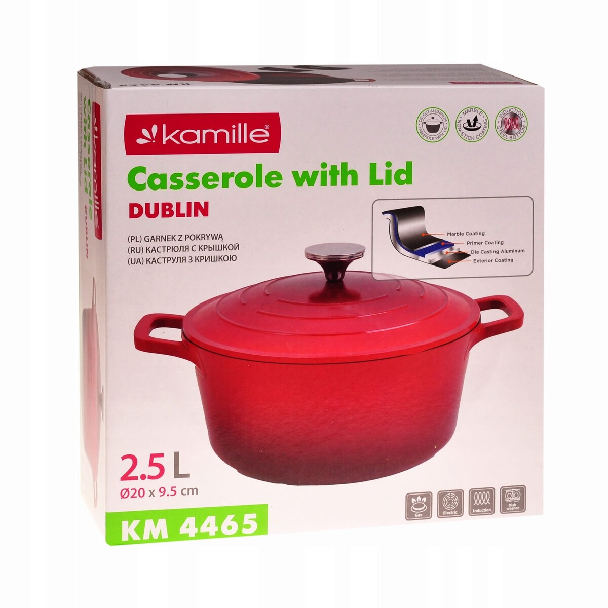 Garnek brytfanna kociołek z powłoką marmurową 6.5L KAMILLE