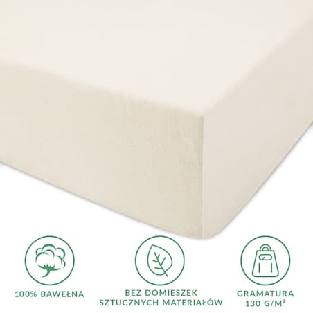 Prześcieradło z bawełny jersey z gumką 60x120 kolor Ecru