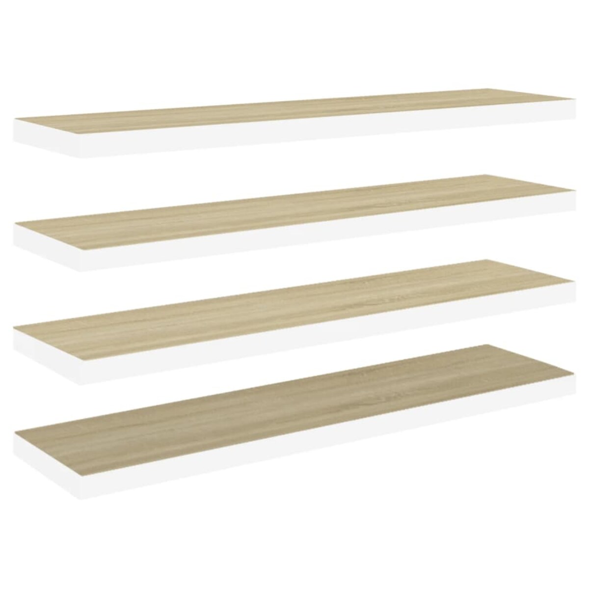 vidaXL Półki ścienne, 4 szt., dębowo-białe, 90x23,5x3,8 cm, MDF