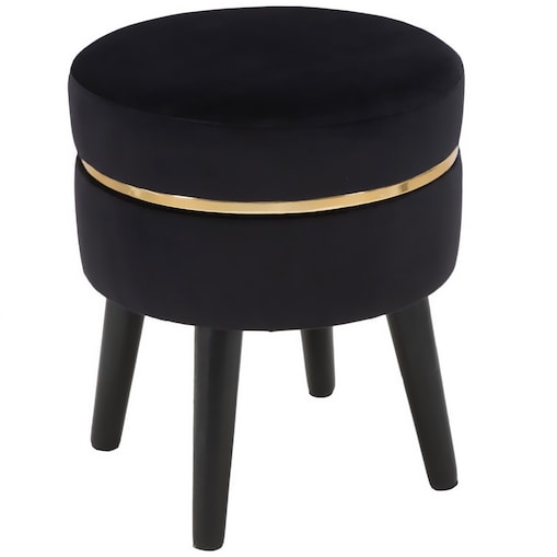 Pufa taboret dekoracyjny 40,5xØ35 cm PARIGI czarny