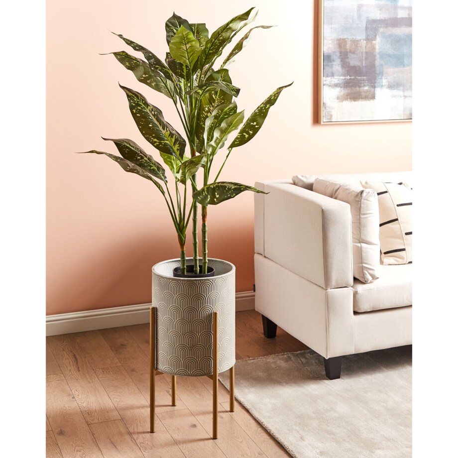 Doniczka na stojaku metalowa 31 x 31 x 58 cm szara AUBRIETA