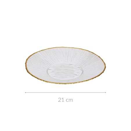 Szklany talerz deserowy ze złotą obwódką DATURA, 21 cm