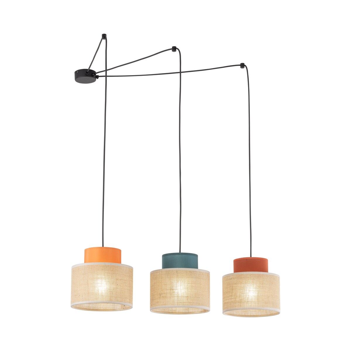 Lampa wisząca TK Lighting DUO JUTA MIX 3140, 3xE27, juta, regulacja wysokości, multikolor