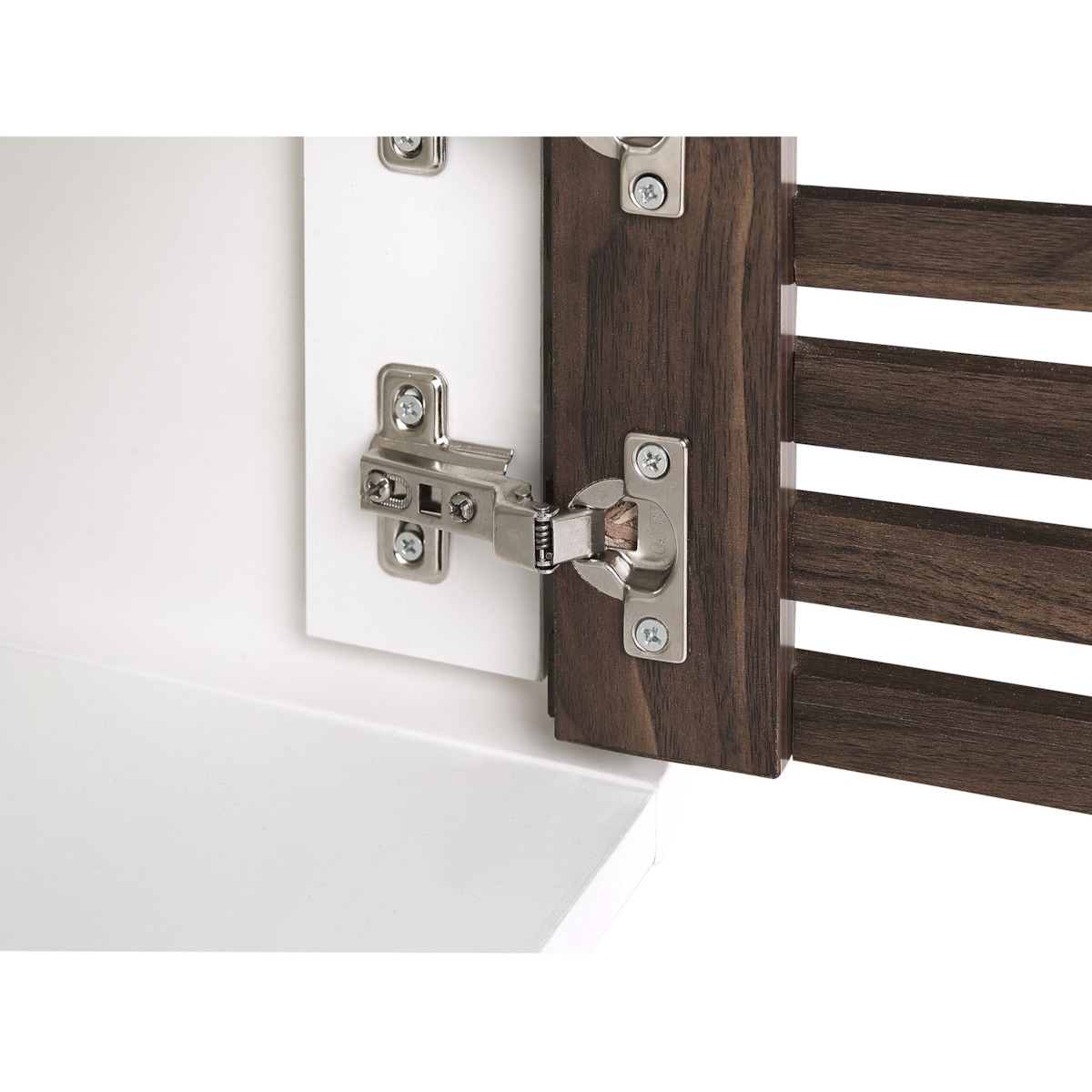 Szafka nocna z drzwiczkami biała z ciemnym drewnem RIFLE