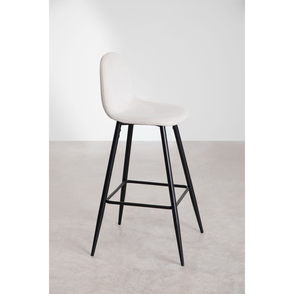 Krzesło barowe sztruksowe, metalowe nogi 75 cm Glamm