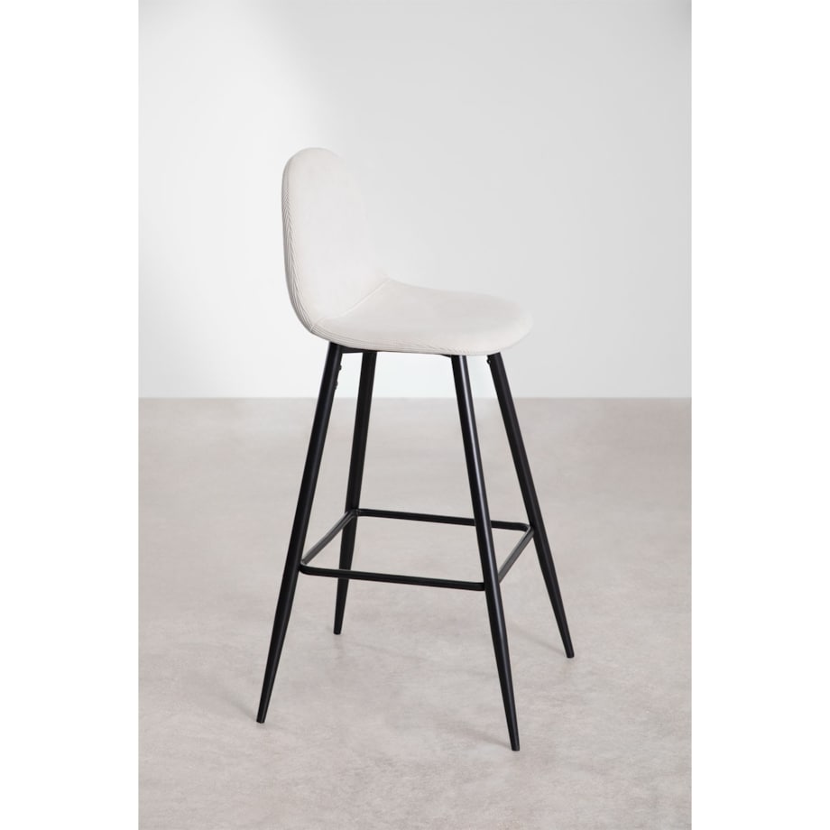 Krzesło barowe sztruksowe, metalowe nogi 75 cm Glamm