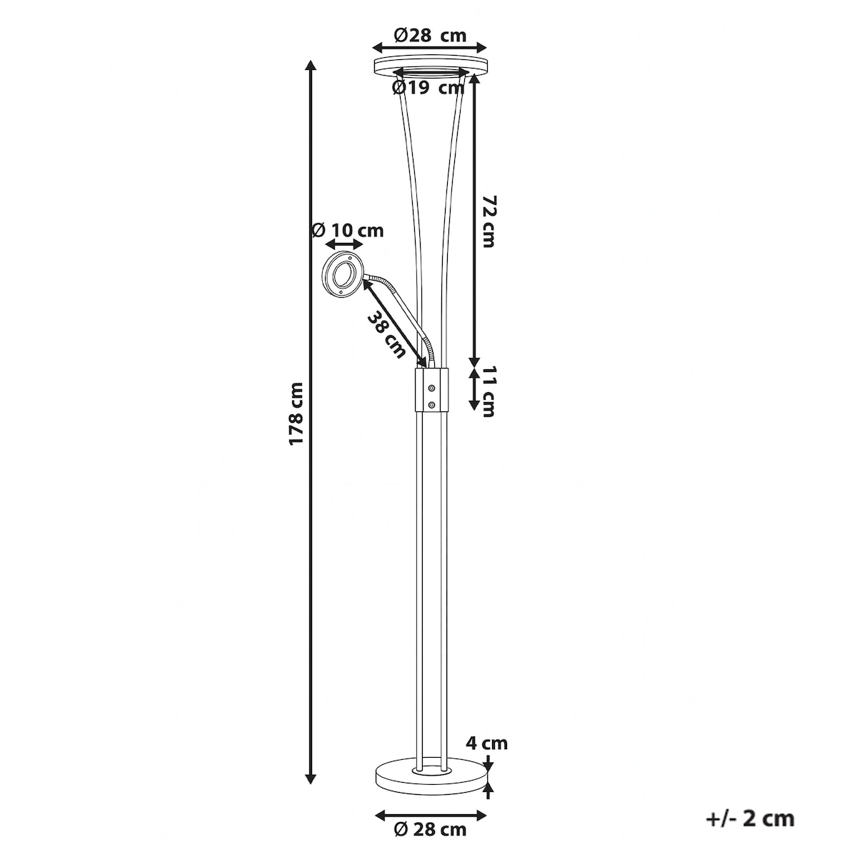 Lampa podłogowa LED KENNET  Ze ściemniaczem Metal Mosiężny