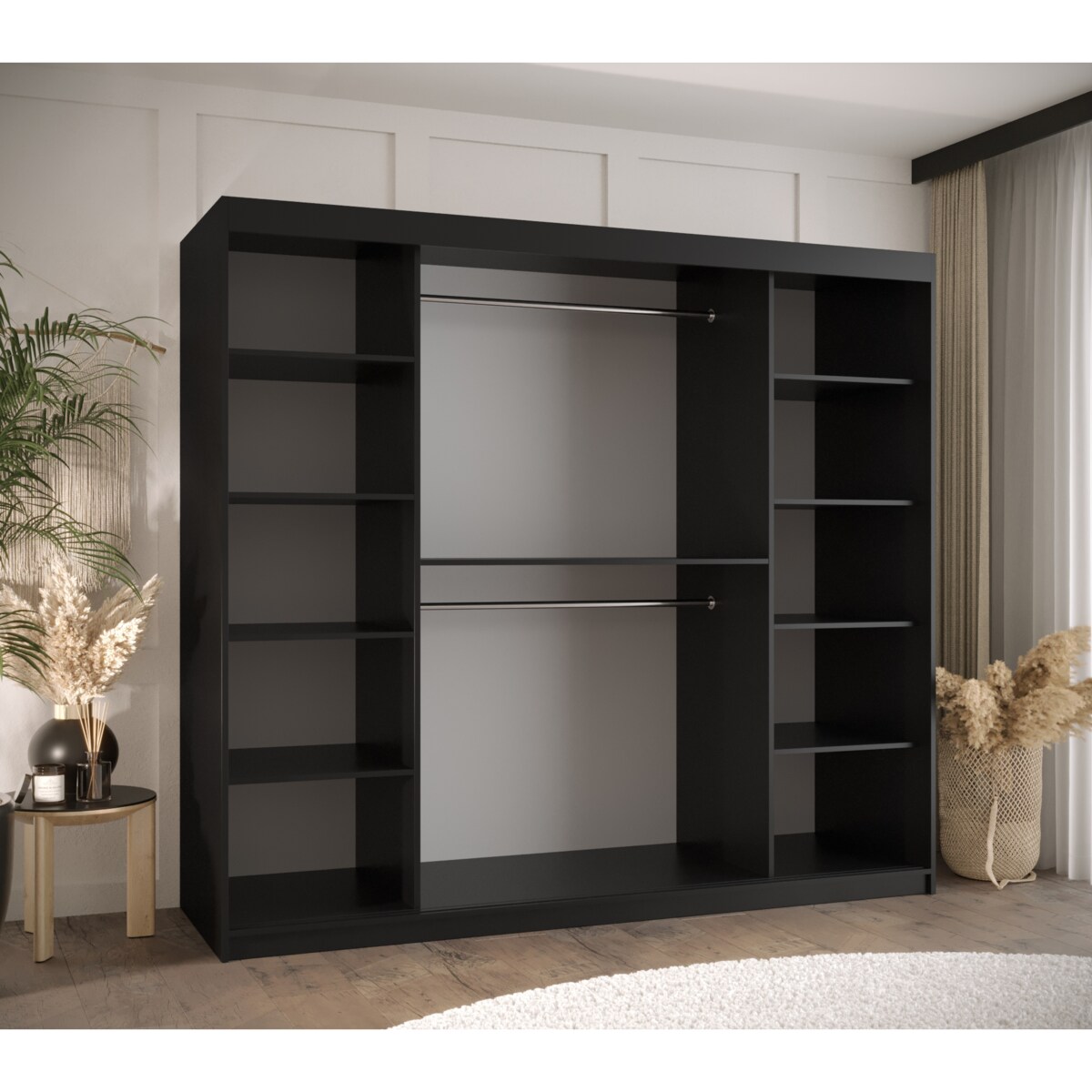 Szafa przesuwna Garderoba PLECIONKA WIEDEŃSKA 2 200 czarny