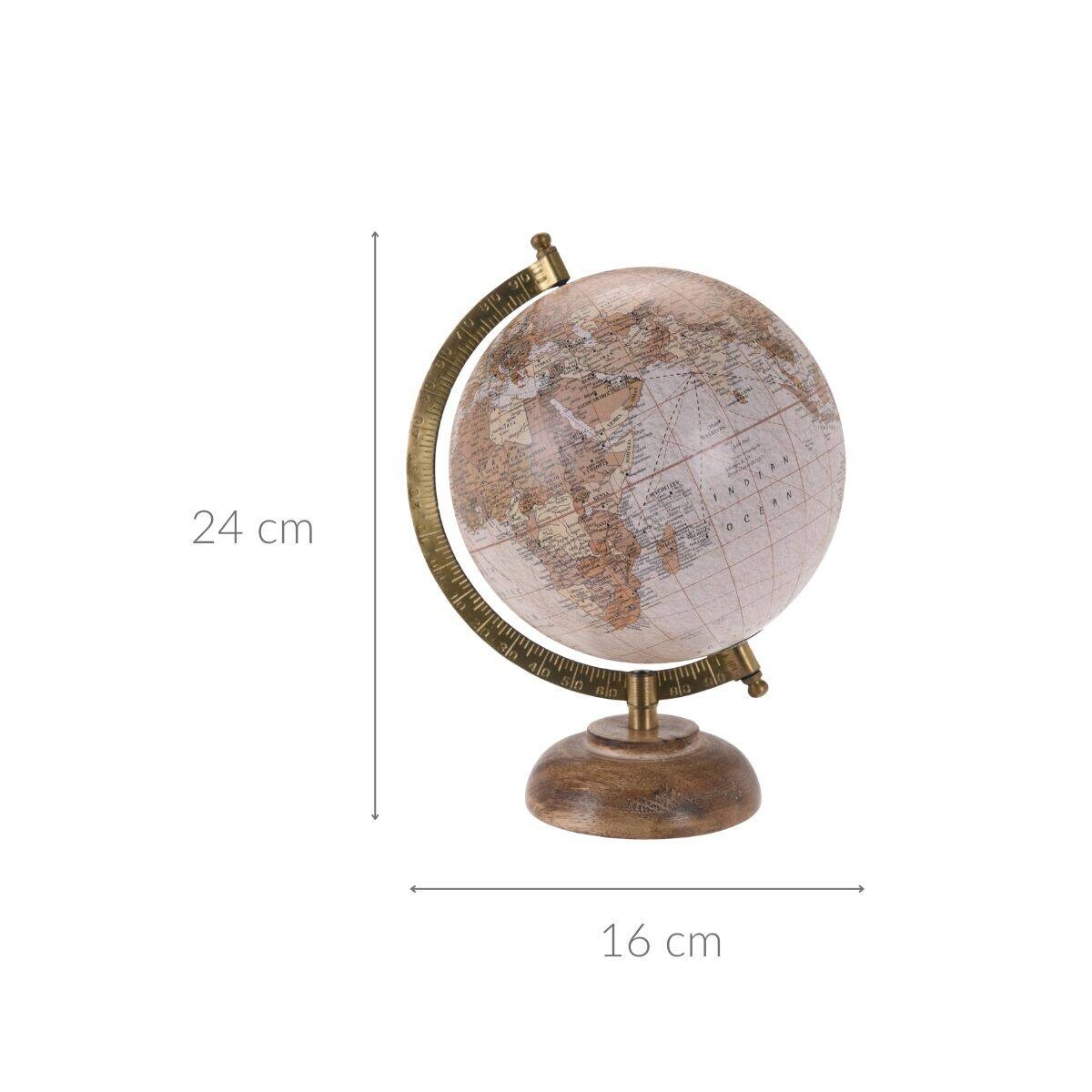 Duży globus na podstawie z drewna mango, Ø 16 cm