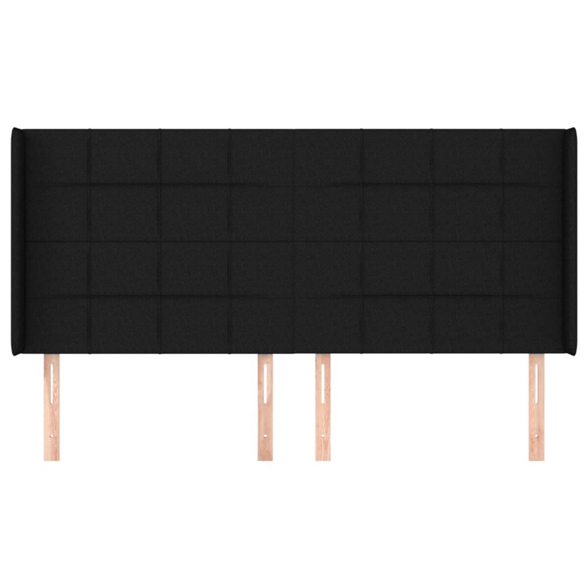 vidaXL Zagłówek uszak, czarny, 203x16x118/128 cm, tkanina