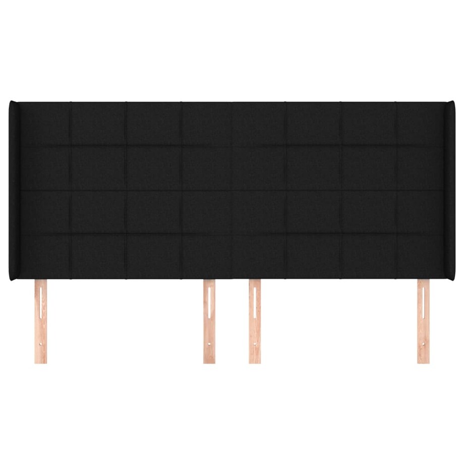 vidaXL Zagłówek uszak, czarny, 203x16x118/128 cm, tkanina