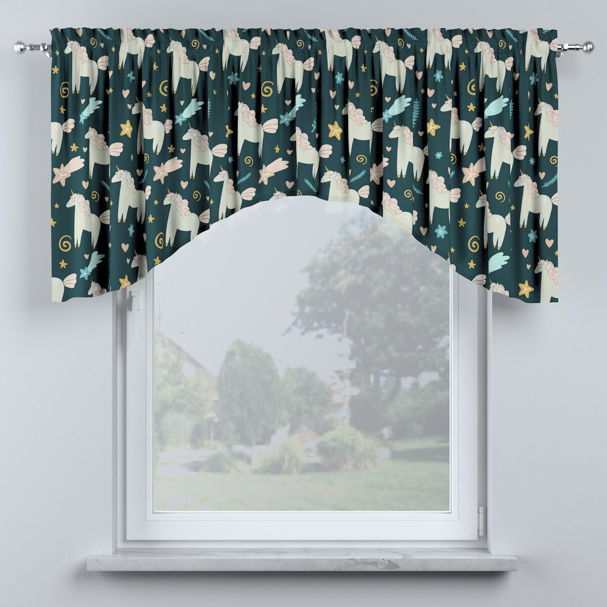 Lambrekin łuk 150x75 niebieski