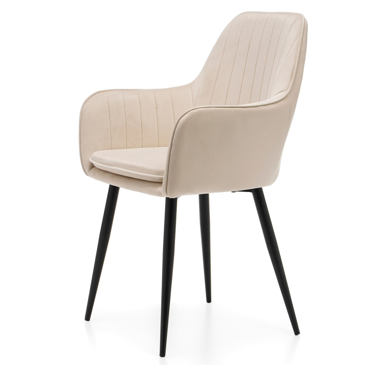 Krzesło tapicerowane EMILIA jasnobeżowa welur salon jadalnia