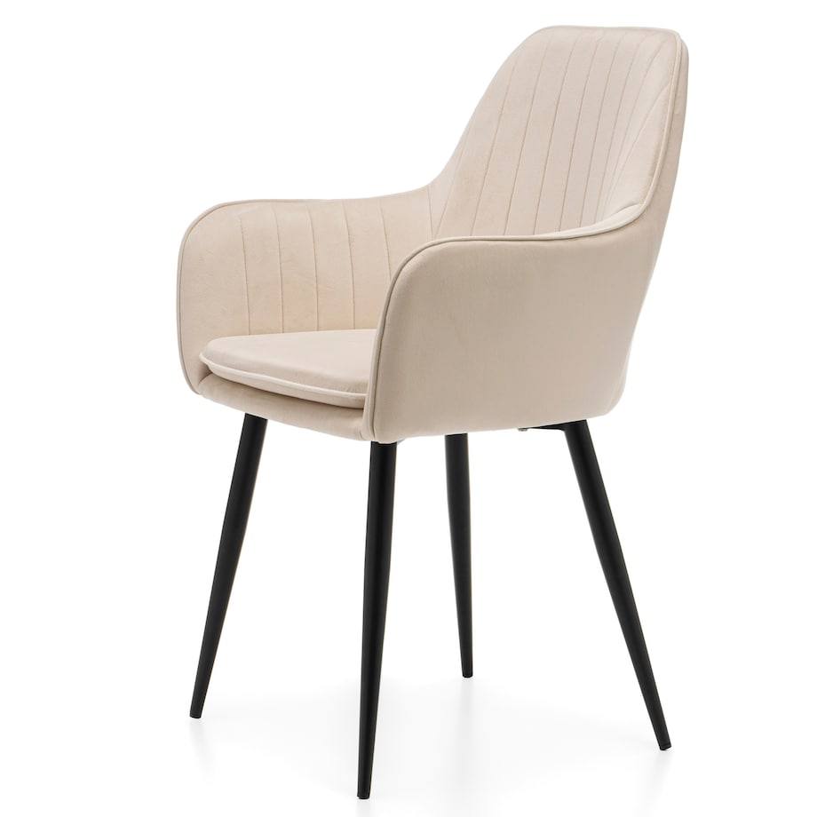 Krzesło tapicerowane EMILIA jasnobeżowa welur salon jadalnia