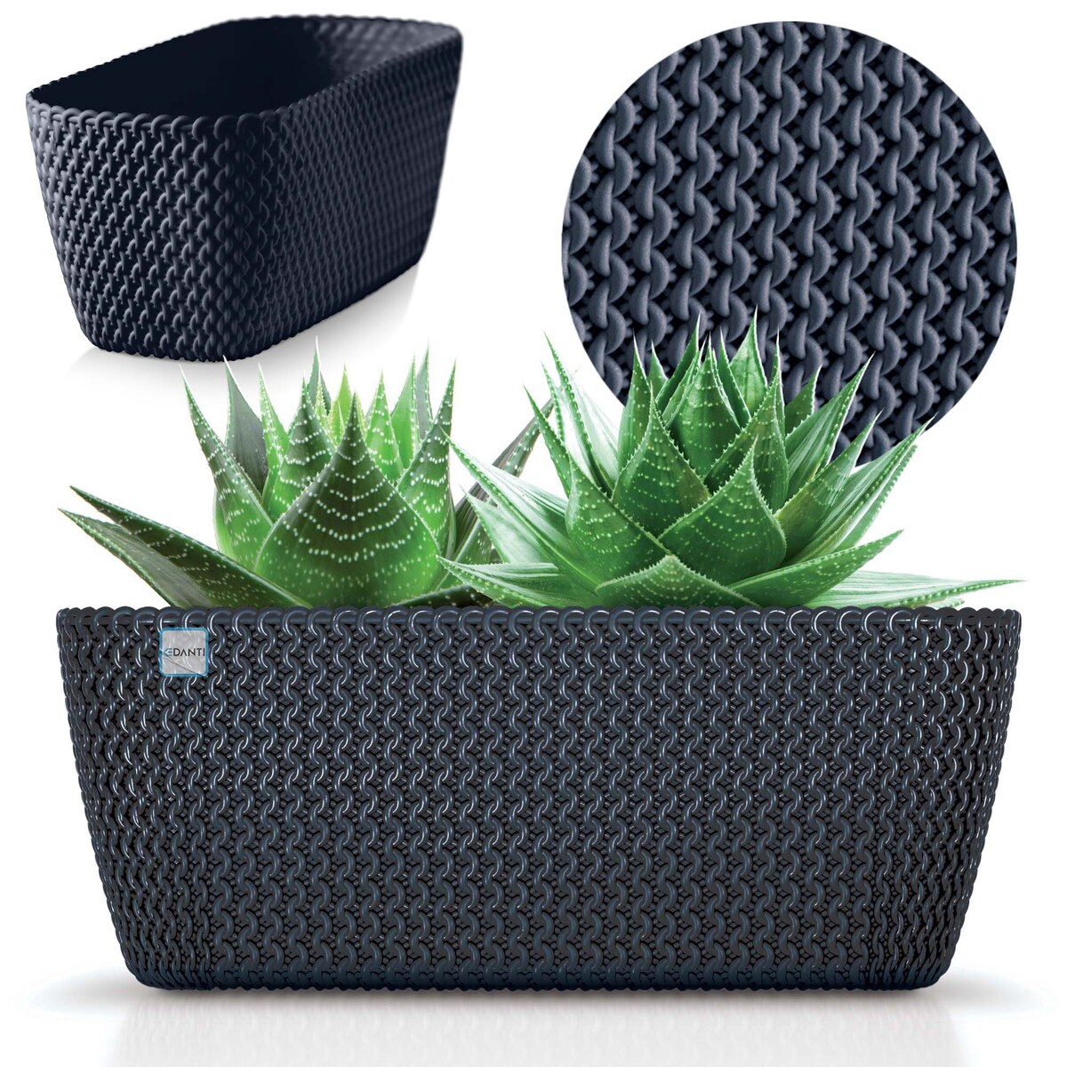 Doniczka Ogrodowa Skrzynka 39,7 Cm Donica Dekoracyjna Do Domu Antracytowa