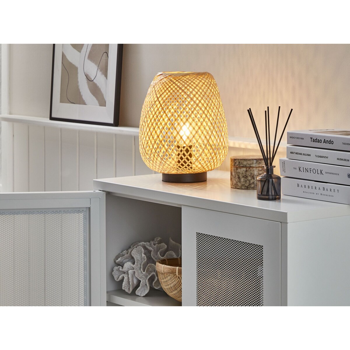 Lampa stołowa bambusowa jasne drewno BOMU