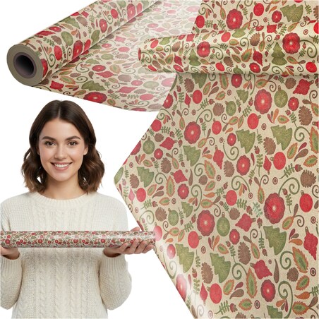 Papier Prezentowy Do Pakowania Prezentów 25 m MEGAROLKA Świąteczny Do Paczek Boże Narodzenie Ozdobny