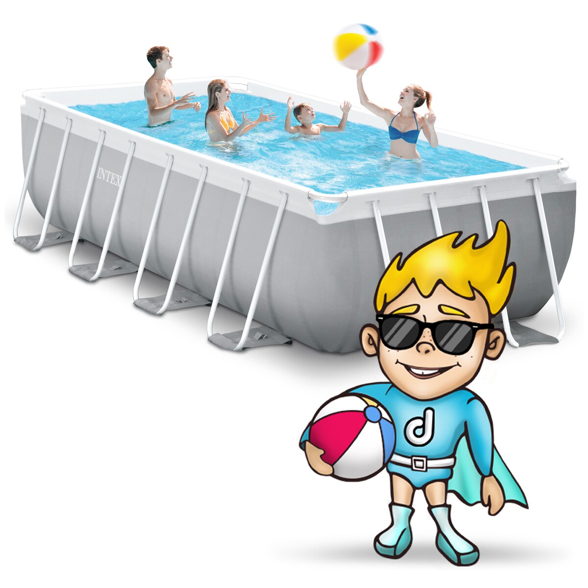 Basen ogrodowy stelażowy 488x244x107 cm INTEX zestaw 18w1