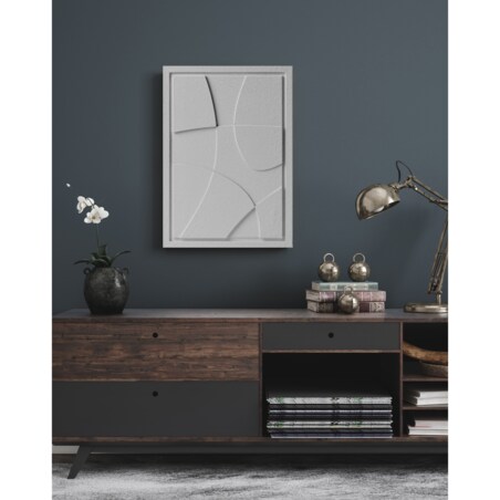 Obraz 3D 35x50cm Abstract I – Dekoracja Ścienna z Tynku Naturalnego, Milky Grey Minimalistyczny Relief
