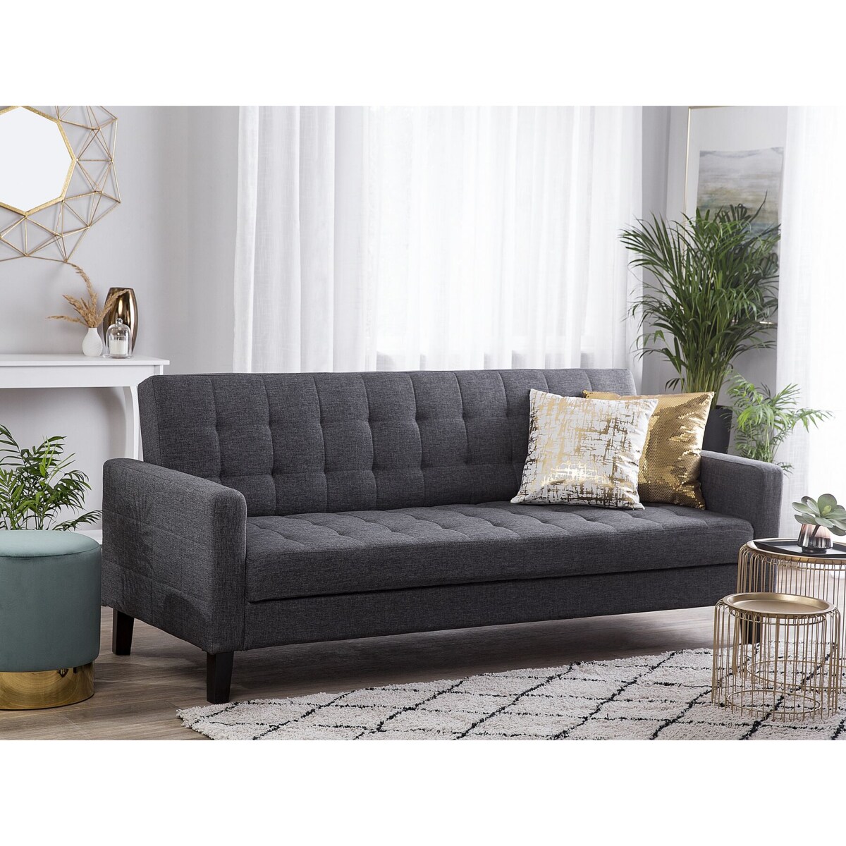 Sofa rozkładana ciemnoszara VEHKOO