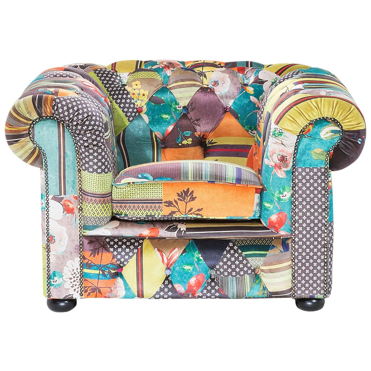 Fotel patchwork żółty CHESTERFIELD