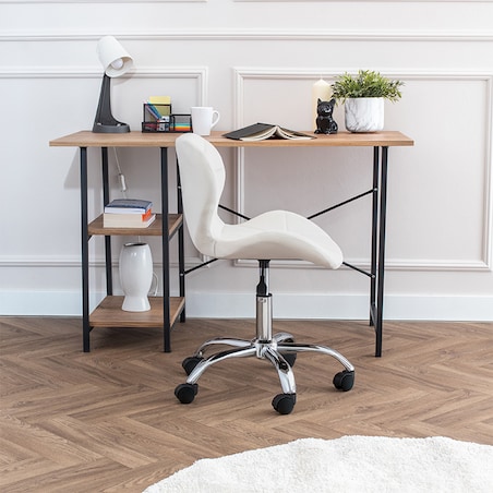 Krzesło biurowe fotel obrotowy regulowany welurowy beż