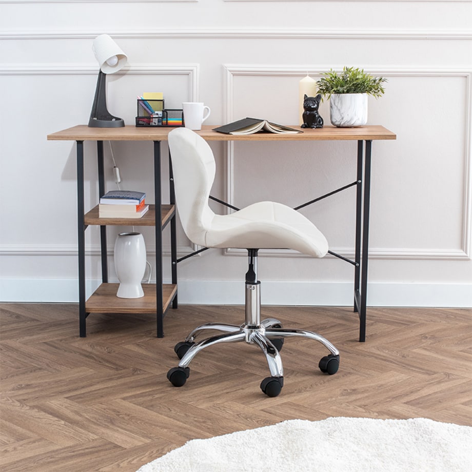 Krzesło biurowe fotel obrotowy regulowany welurowy beż