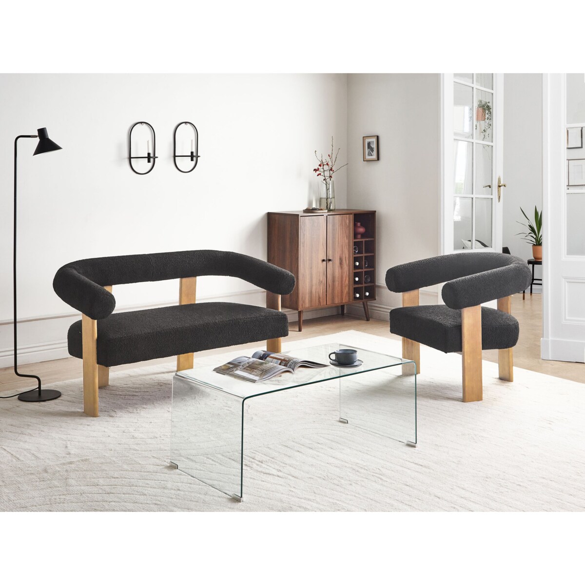 Sofa ILBRO Boucle Czarny dla 2 osób